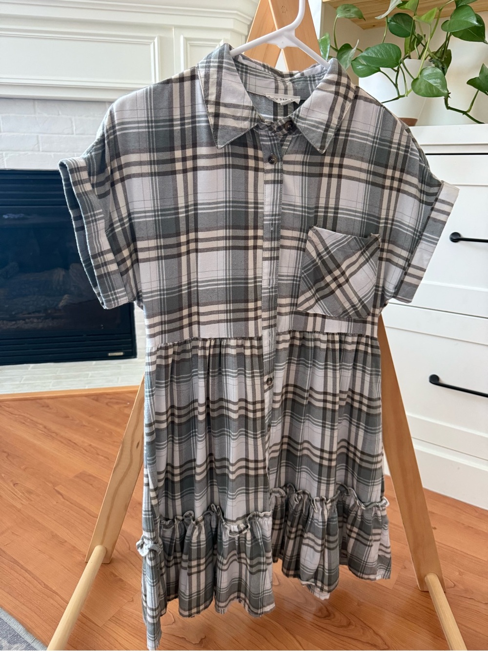 Women’s Plaid Button-Front Shirt Dress